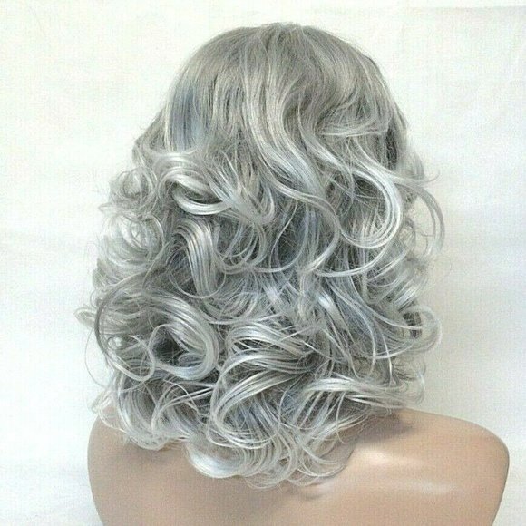 Medium Length Wavy Grey/Silver Heat Resistant Wig main image 9